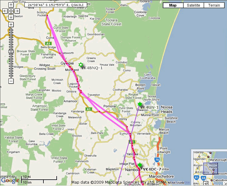 Typical APRS trafic with radio paths